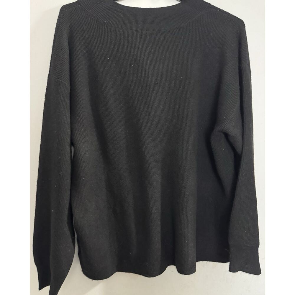 Nine West Women's Long Sleeve V Neck Ribbed Sweater Black Size XL - Picture 6 of 6